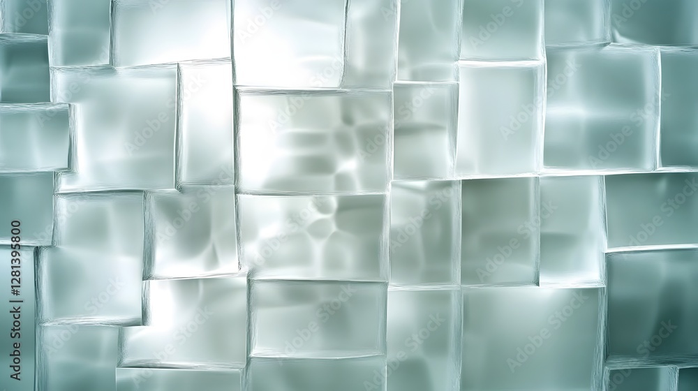 Aufkleber teal geometric mosaic pattern with transparent and translucent glass like textured shapes creating a