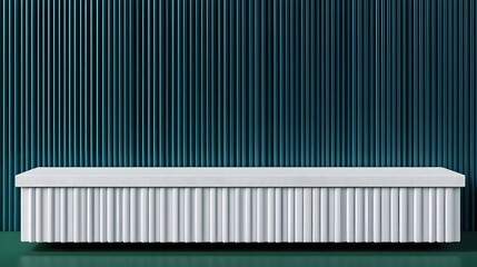 Abstract White Platform Teal Ribbed Background Minimalist Product Display