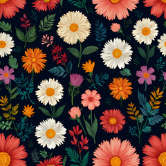 seamless pattern with camomiles