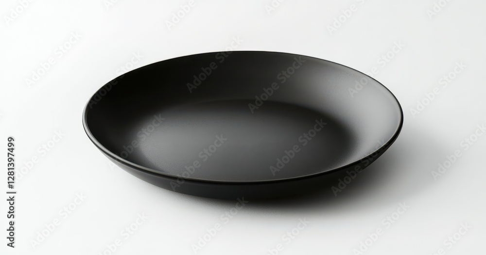 Poster minimalist black plate empty surface showcasing elegance and simplicity ideal for modern table setti