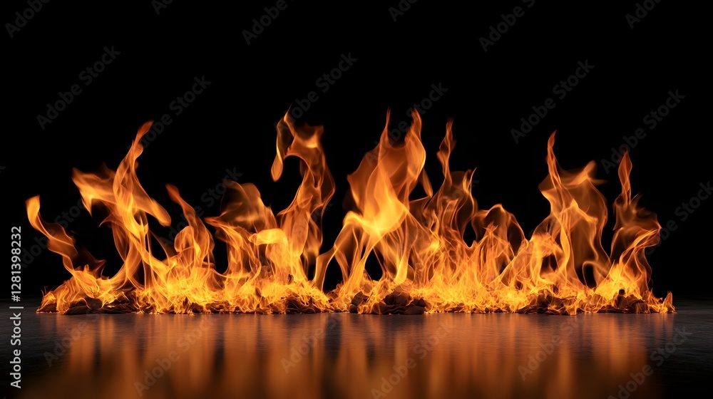 Aufkleber towering flames of a raging fire with intense orange and red hues creating a dramatic and powerful i