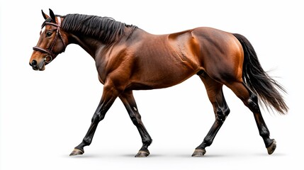 Obraz premium Majestic Brown Horse in Motion: A Stunning Equestrian Portrait