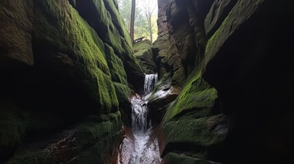 Fototapeta premium Mossy Gorge Waterfall Scenic Nature Beauty
