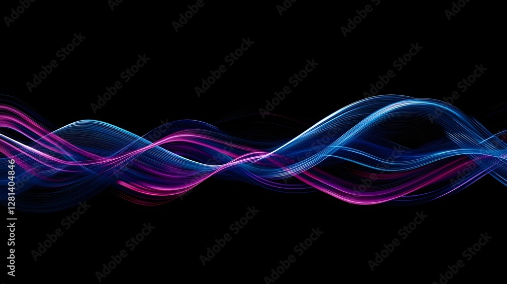 Poster Vibrant digital fluid waves flowing in dynamic motion creating an abstract futuristic and colorful background  The digital art effect showcases a mesmerizing flow of energy and liquid like movements