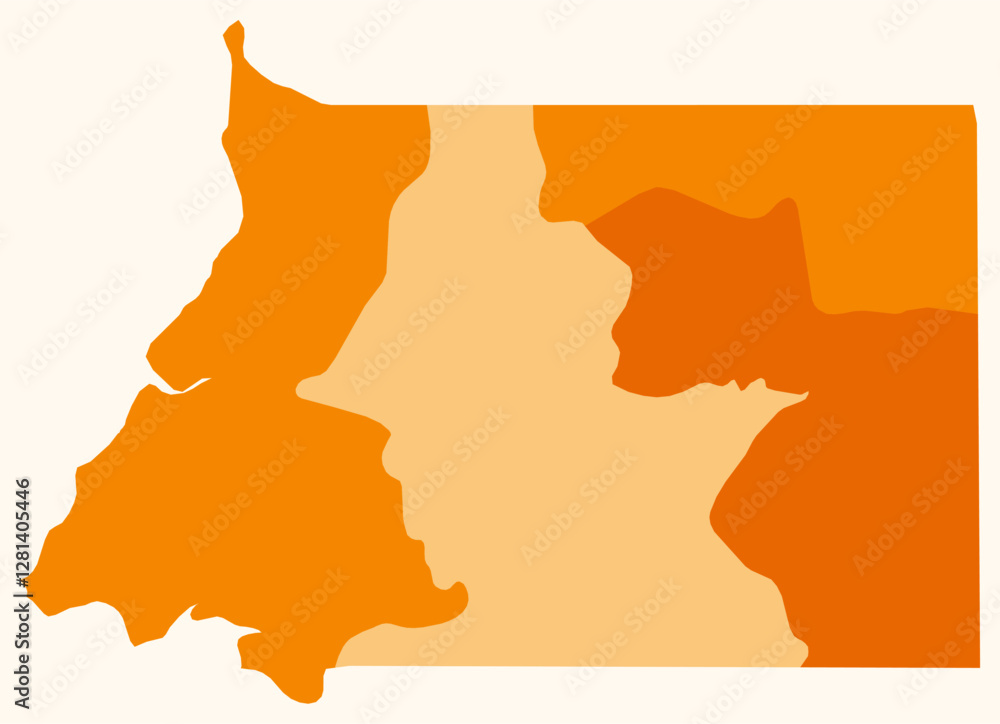 Poster map of equatorial guinea with regions. just a simple country border map with region division. orange