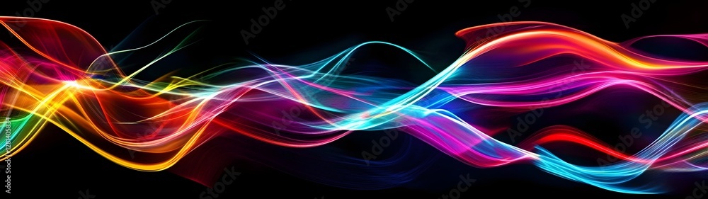 Aufkleber Vibrant Flowing Energy Waves   Captivating Abstract Digital Art Background with Ethereal Neon Gradients Prismatic Patterns and Hypnotic Fluid Movements