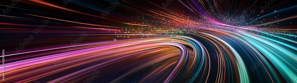 Fototapete vibrant luminous motion trails of light and energy cutting through a futuristic digital landscape cr