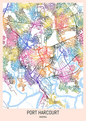 Port Harcourt Nigeria City Map, downtown tourism, house art travel, scenic metropolis concept, travel art city, patriotic abstract banner