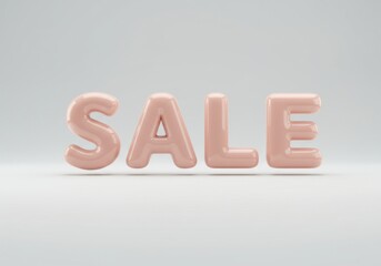Pink letters spell out sale against a soft, neutral background, creating an inviting atmosphere for shoppers. This eye-catching design aims to attract customers during a promotional period