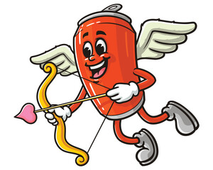 Cupid styled Soda Can character mascot cartoon