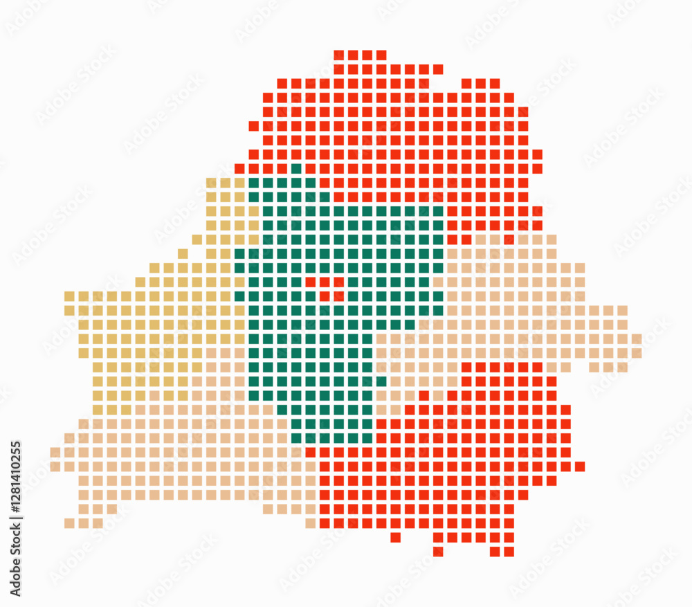 Poster belarus dotted map. digital style map of the country on white background. belarus shape with square 