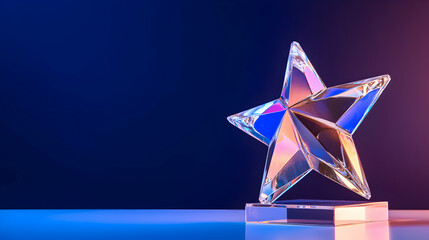 Captivating crystal star trophy against vibrant gradient background evoking celebration