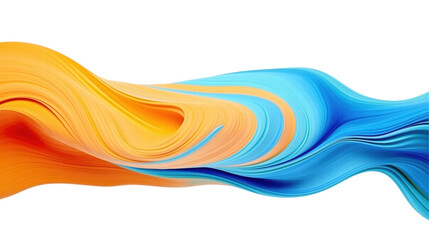 Abstract Flowing Waves in Blue and Orange Colors with Smooth Gradient and Transparent Background