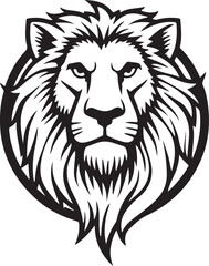 Obraz premium Lion head silhouette vector illustration, bold and majestic animal design.