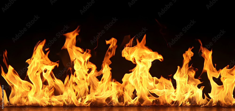 Poster vivid and intense flames of a powerful fire raging amidst the darkness creating a captivating and dr
