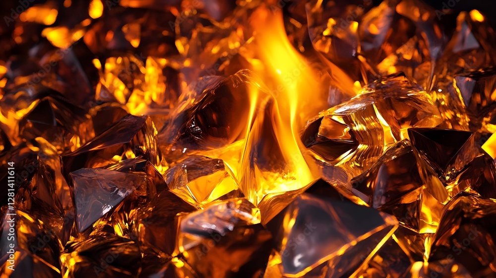 Fototapete Vivid and Intense Flames of Burning Fire with Dramatic Fiery Glow Flickering Embers and Textured Burning Backdrop  Abstract Fiery Background with Powerful and Dynamic Movement