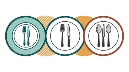 Minimalist Vector Design Featuring Utensils and Plate Icons