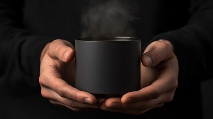 Hands holding a steaming cup of coffee, warmth and comfort in every sip.