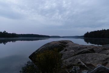 Scenic rocky outcrop on smoke lake Algonquin Park