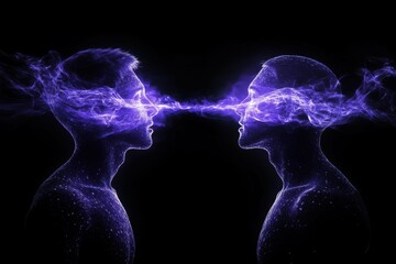 Spiritual Connection. Aethereal electrical soul love in deep meditation