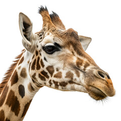 Fototapeta premium Close-up shot of giraffe head isolated on a transparent background