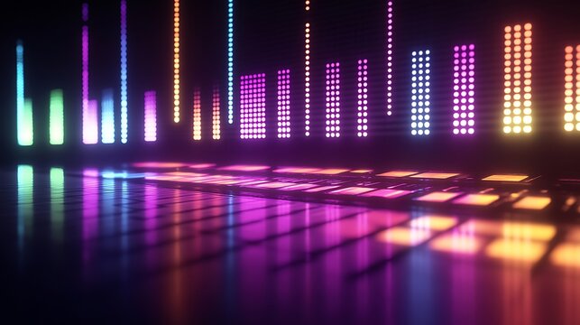 Neon Light Music Equalizer Display With Control Panel