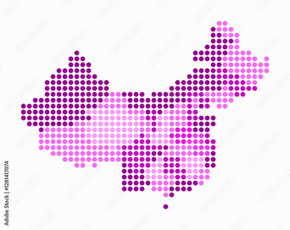 Poster china dotted map. digital style map of the country on white background. china shape with circle dots