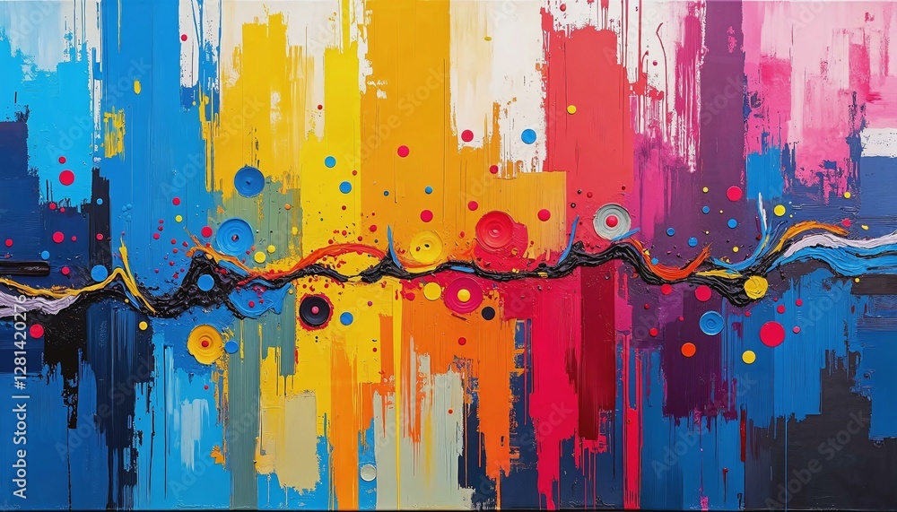 Aufkleber vivid photorealistic abstract art display with intricate patterns on canvas