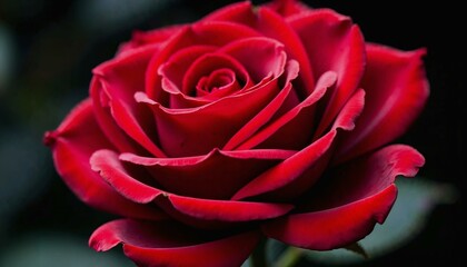 Elegant close-up of a blooming red rose highlighting velvety petals