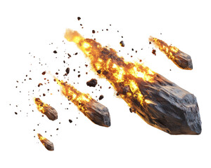 Exploding Meteor Shower with Fiery Fragments Illuminating the Cosmic Night Sky