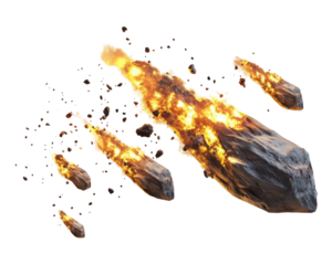 Exploding Meteor Shower with Fiery Fragments Illuminating the Cosmic Night Sky