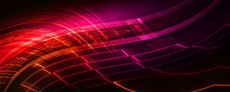 2d illustration Abstract futuristic electronic circuit technology background
