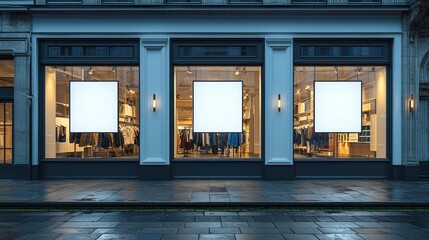 Modern Clothing Store Storefront With Blank Signage