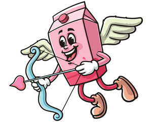 Milk Box mascot character cartoon as Cupid