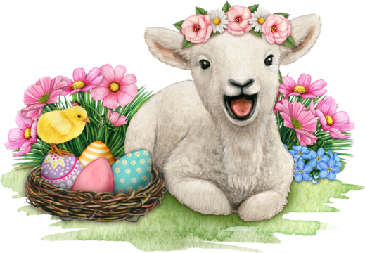 Watercolor realistic cute farm lamb