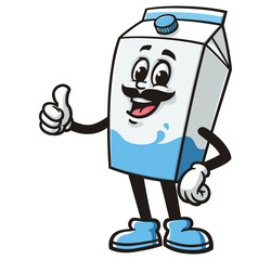 Milk Box character mascot cartoon with mustache