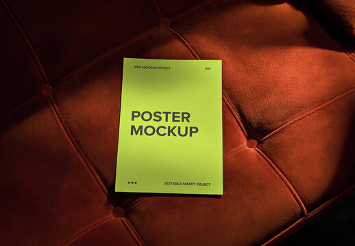 Mockup of Poster on Velvet Couch