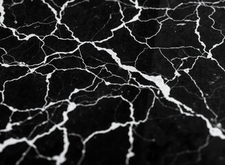 Striking Black Marble Texture with White Veins, Dynamic Stone Background