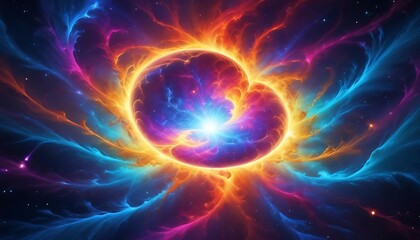 Obraz premium A swirling vibrant nebula exploding within a cosmic space
