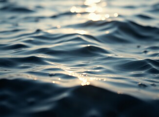 Glistening Ocean Surface at Sunset. Sunlight Reflecting on Water Waves. Seascape View