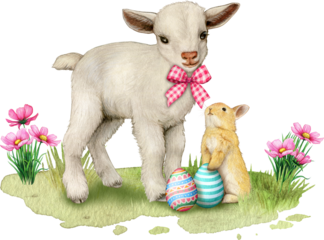 Watercolor realistic cute farm lamb