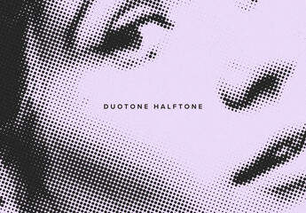 Duotone Halftone Image Effect Mockup