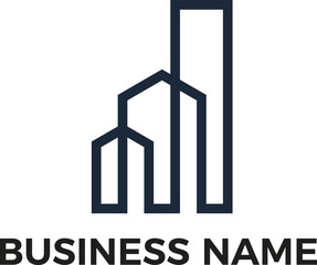 Real estate building house minimalist logo design with transparency and EPS vector files