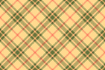 Elegant diagonal plaid pattern in muted pastel tones of beige, peach, and olive green. Perfect for textile design, wrapping paper, or website backgrounds.