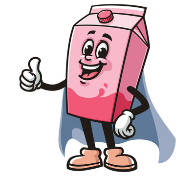 recommend clip art: Milk Box character mascot cartoon with caped superhero style