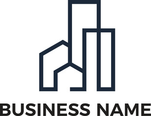 Real estate building house minimalist logo design with transparency and EPS vector files