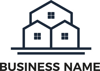 Real estate building house minimalist logo design with transparency and EPS vector files