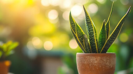 potted snake plant at the garden