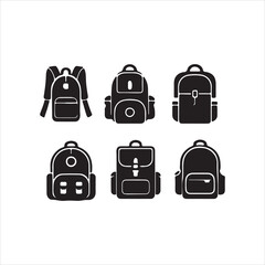 bag set of black and white vector icons