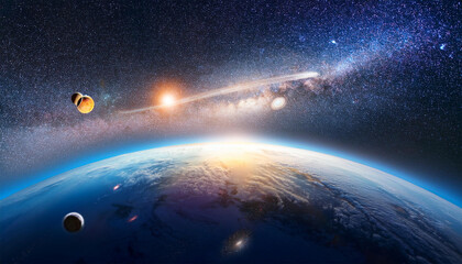 fond d ecran astronomie de l univers avec galaxie spatiale en couleur et systeme solaire avec etoiles pour arriere plan ou texture